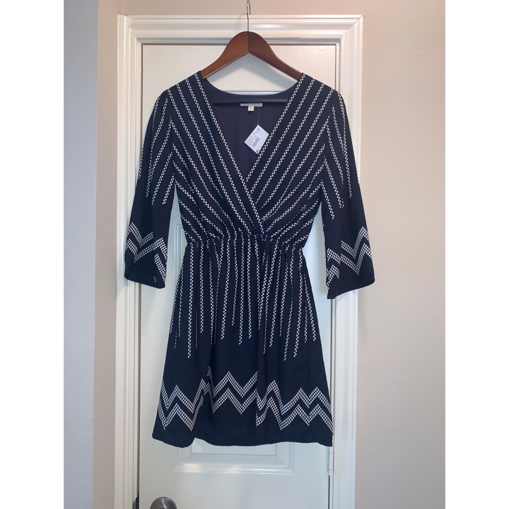 Printed Shift Dress - Navy